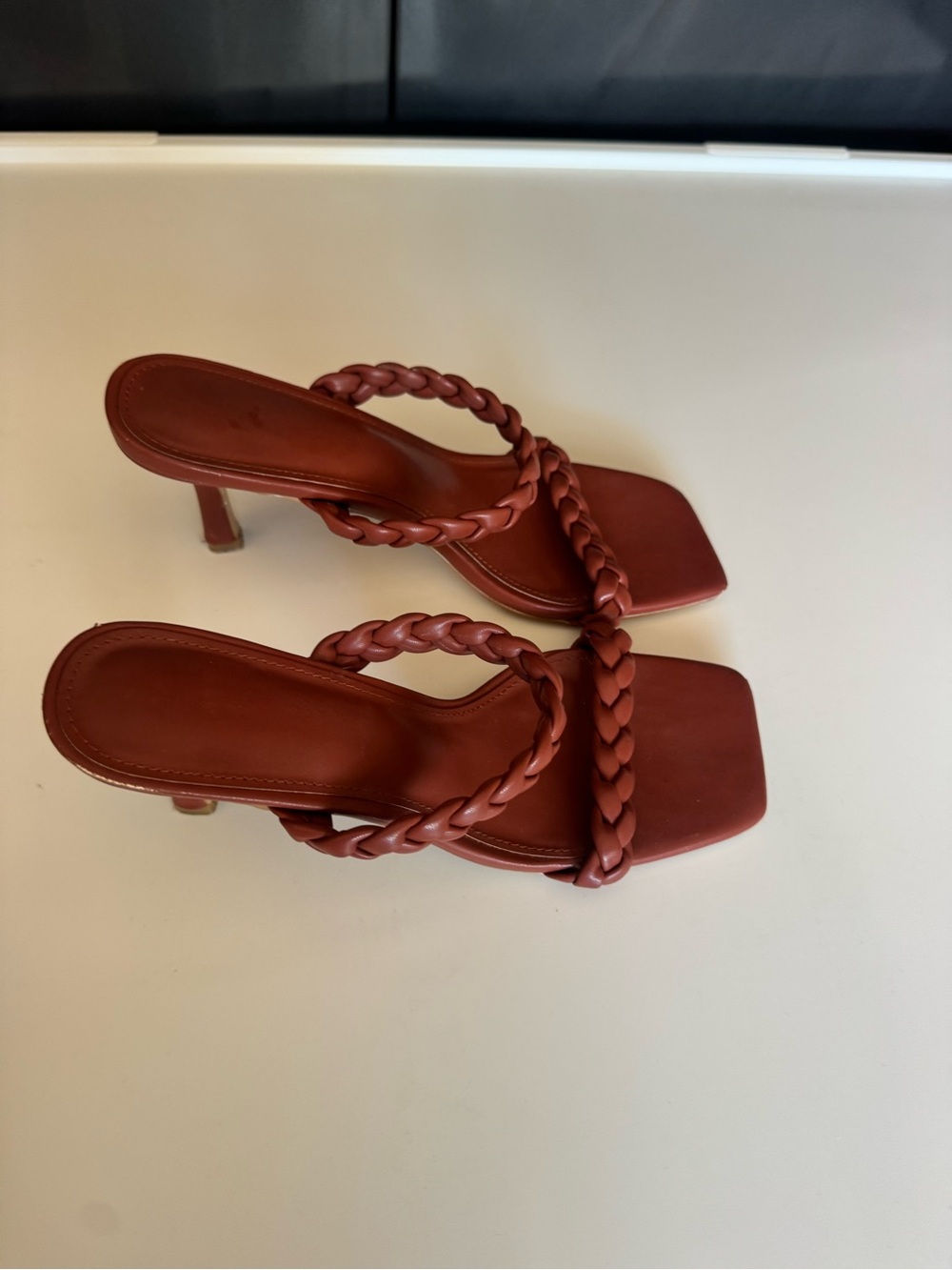 Braided Strap Red kitten Heeled Sandals - Women